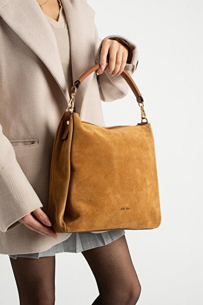 PIEL LINO KADIN HAKİKİ SÜET DERİ OMUZ VE ÇAPRAZ ÇANTA PL029-S TABA