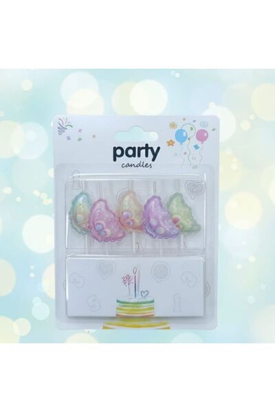 parti sürprizi Renkli Kelebek 5 li Mum Set