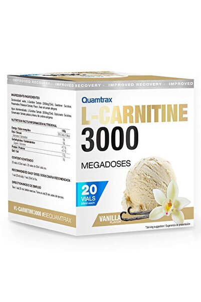 Quamtrax إل-كارنيتين 3000 جرعة فائقة بنكهة الفانيليا، 20 قارورة، 25 مل