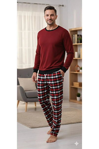 ALFA AKSESUAR 03 Pijalüx Pantaloni de casă din poplin gros, în carouri, cu un...