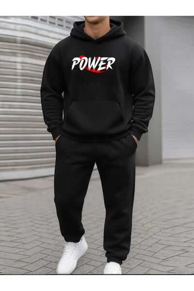 tkn your style سترة رياضية بغطاء للرأس من ERKEK POWER ALT TOP بتصميم مطبوع عل...