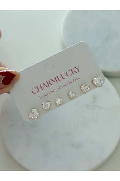 CHARMLUCKY Special Series Set of 6 Single Heart Earrings