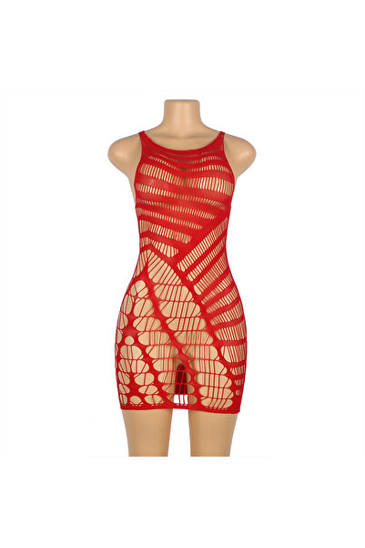 Lingerie and Fashion Style Red Sexy Hollow Out Short Sleeveless Bodystocking