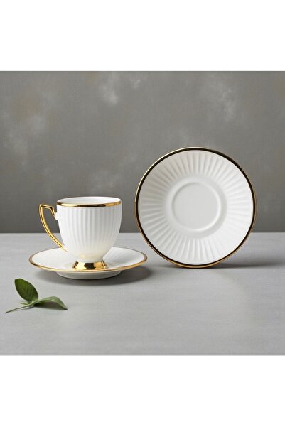 ÖZLİFE Vela Porcelain Gilded Coffee Cup Set Set for 6 Persons 9027