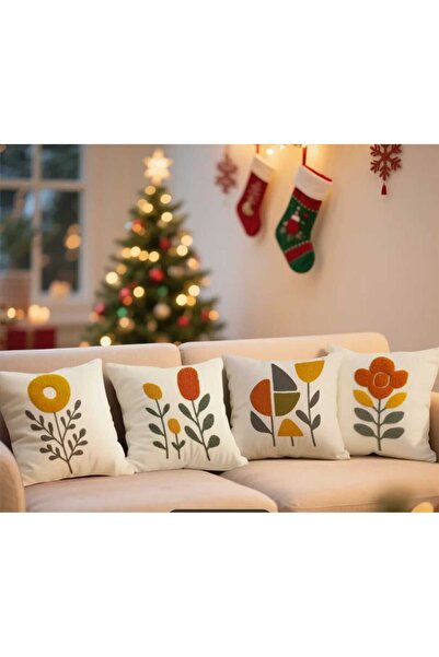 Sfmstore Комплект от 4 декоративни калъфа за възглавници с перфориран мотив о...