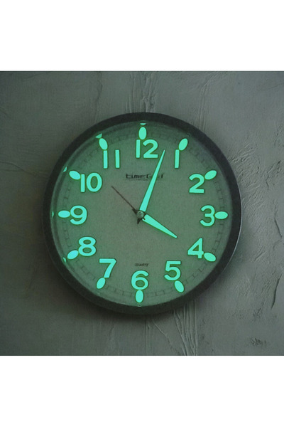 Bahat Phosphorescent Embossed Number Glowing in the Dark Small Wall Clock Diameter 22cm