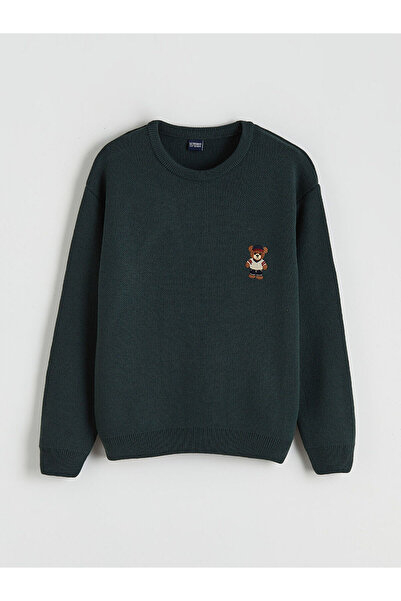 LC Waikiki Two Mt Shop Quality Xside Green Knitwear Printed Oval Collar Boys'...