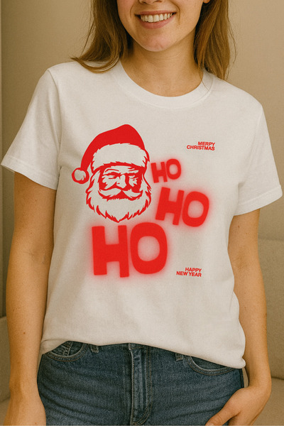 VİVA LORA Santa Claus Printed Women's Cotton T-Shirt