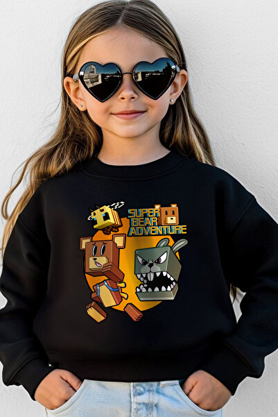 Zeycem Store Süper Ayı Oyun Karekteri Desen Baskılı Erkek ve Kız Çocuk Siyah ...