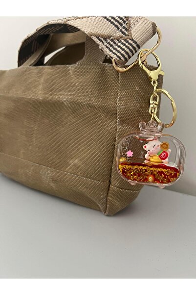 Miamantra Feng Shui Şans ve Bereket Kedisi Figürlü Sulu Anahtarlık / Çanta Sü...