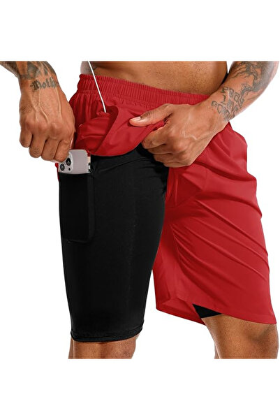 OEM Men's sports shorts, lightweight, breathable, red L