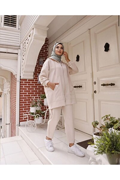MODA TAY KADIN DOUBLE KUMAŞ FERMUARLI SPOR TAKIM