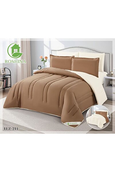 ROSHNA Plain summer bedspread, double size, 6 pieces, double-sided