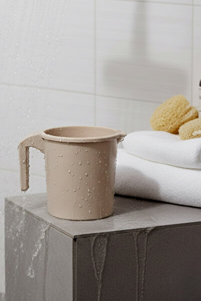 Ovio Ev&Yaşam Plastik Saplı Maşrapa 1600 ml Tuvalet Banyo Plastik Su Kabı Siyah