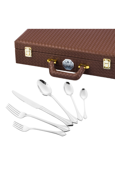 ALSAIF ✨ Luxury 76-piece cutlery set – Elegant silver stainless steel design