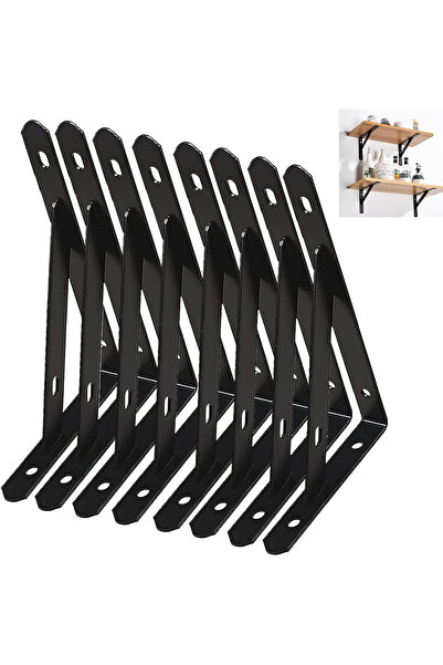 OEM Suporturi de raft metalice negre, 8 bucăți de 15 cm