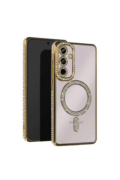 NewFace حافظة سامسونج جالاكسي إس 23 إف إي جوكي سيملي ماجنيتي سيف - ذهبي