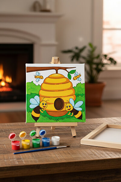 RenkliİzlerAtölyesi Çocuk Tuval Boyama Seti (Çalışkan Arılar)