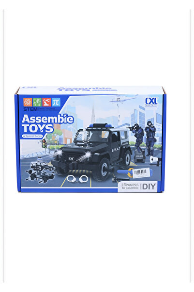 OEM Set Asamblare Mașină SWAT DIY – 46 Piese STEM, Vehicul Poliție cu Șurubelniță
