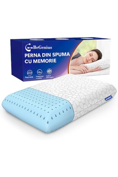NEXTWAVE BeGenius® orthopedic pillow, memory foam with gel, cervical support, 2 thermal zones, medium firmness