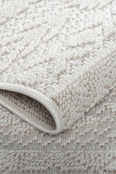 Sereserpe İskandinav Modern Tasarım Sisal Bukle Özel Ölçü Salon Oturma Odası Koridor Halısı KREM