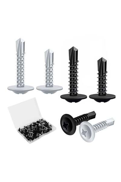 Generic 120 Pcs Self Drilling Screws, Stainless Steel Assorted Flat Head Cros...