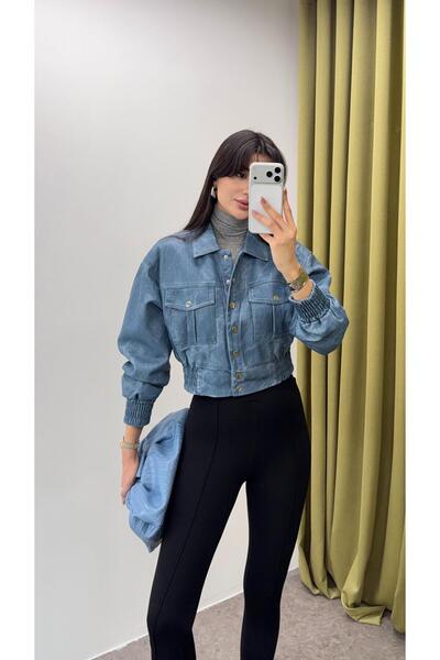 HAZELANNA سترة جلدية بمظهر الدنيم