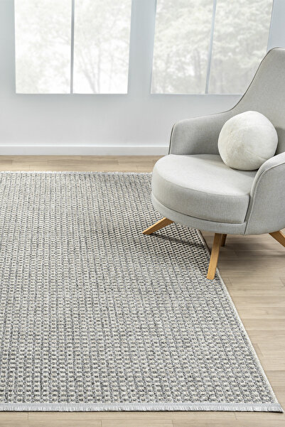 Colore Home سجادة من الجوت والسيزال بقاعدة غير قابلة للانزلاق، سجادة منسوجة من الجوت باللون الرمادي