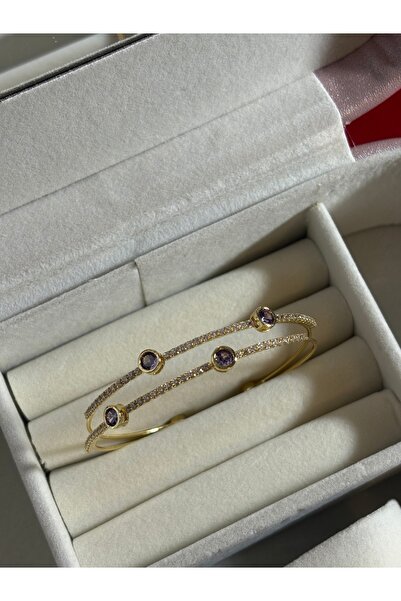Mihristore Purple Stone Steel Bracelet Adjustable Bracelet