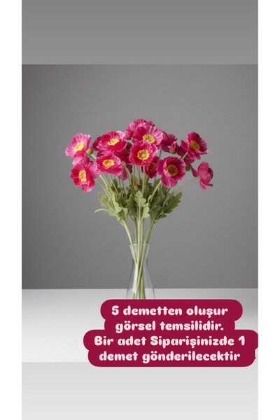 Lİ-ES Yapay Gelincik Çiçeği dal 4'lü 60cm -Fuşya