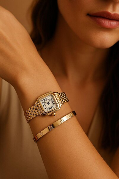 Arzu Butik Women's Wristwatch Minimal Watch and Bracelet Set