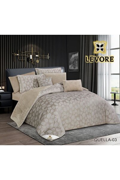Levore 8-piece royal jacquard winter bedspread, velvet on faux fur
