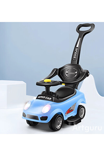 My modern game A children's ride-on car with safety bars, push handle, and li...