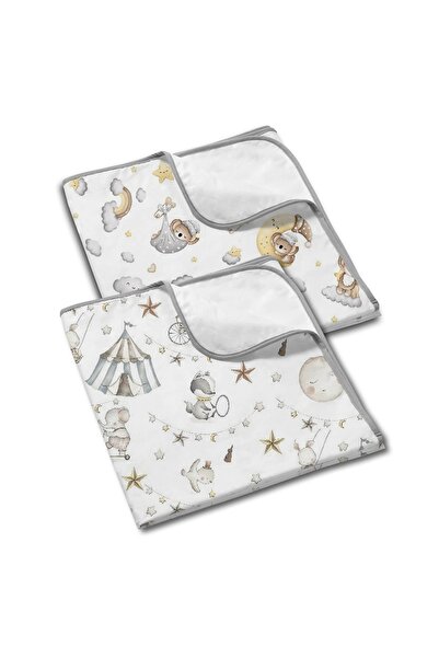 Kidizi Set 2 aleze impermeabile refolosibile din bumbac 78x60 cm Circus Moon