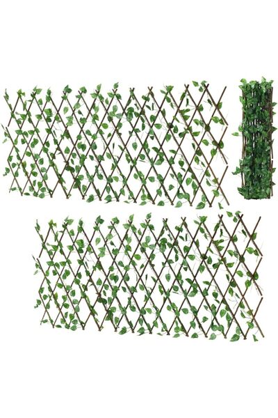 Genrics 𝐎𝐧𝐞𝐃𝐜𝐨𝐫 Expandable Wooden Wicker Fence with Ivy – 170x90cm Dec...