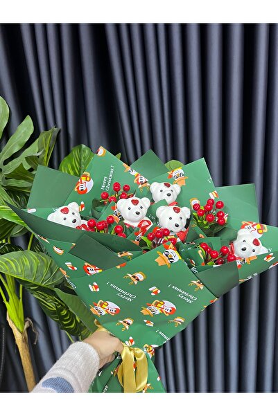 EL YAPIMI Ayıcıklı Kokina Buketi (Yapay)