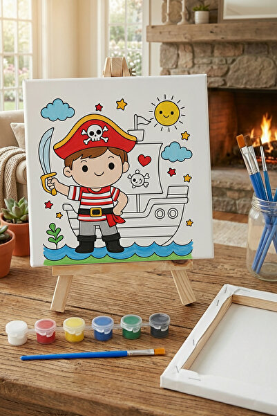 RenkliİzlerAtölyesi Çocuk Tuval Boyama Seti (Sevimli Korsan)