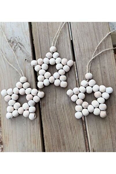 SSCglow Set of 3 Decorative Colorful Wooden Bead Stars, Door Decoration, Colo...