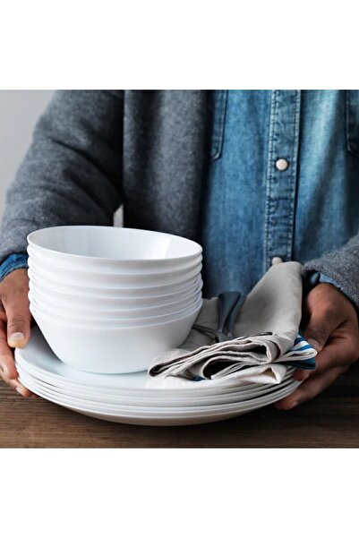 IKEA 4 Adet 15 Cm Beyaz Kase Çorba Salata Kuruyemiş Kasesi Temperli Cam