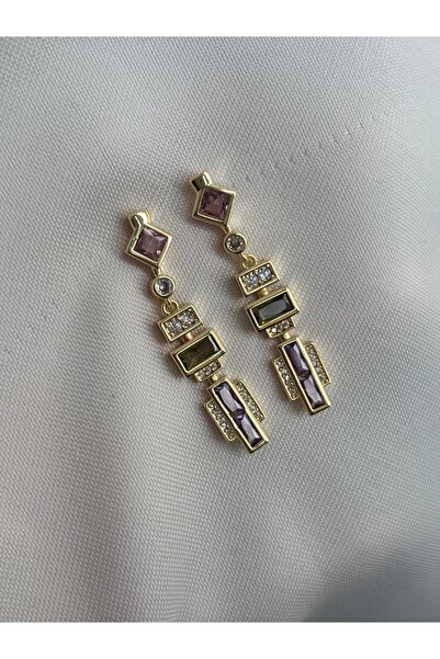 lotusbybuket أقراط زركونيوم متدلية بتصميم هندسي خاص من الفولاذ VIP