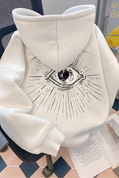 LAYORA Göz Graphic Back مطبوع، كنزة K بغطاء رأس بأكمام طويلة، مناسبة للإطلالا...