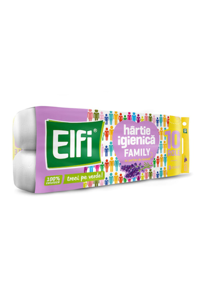 Elfi Hârtie igienică Family Lavender, 3 straturi, 10 role