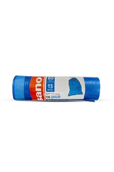 Sano Blue Drawstring Trash Bags, 60 L, 15 pcs, 60x80 cm