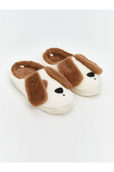 LC Waikiki Bej Hayvan Figürlü Pelüş Erkek Çocuk Ev Terliği