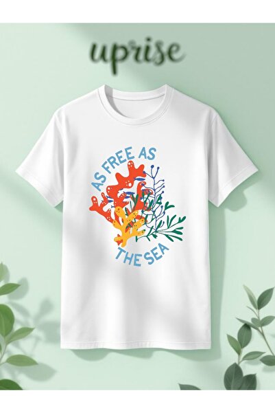 Vordevia Atât de liber ca marea cu imprimeu Bumbac supradimensionat tricou