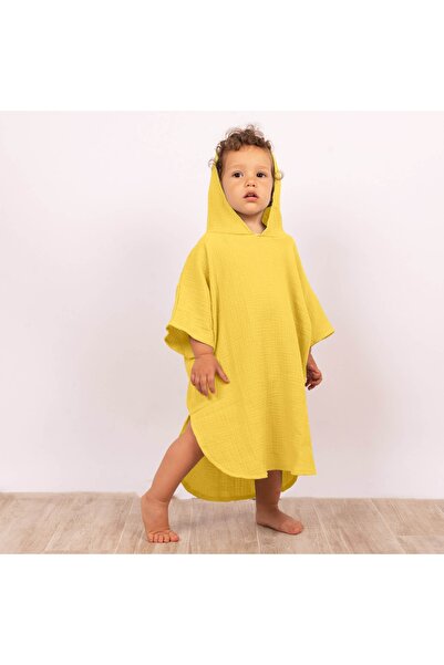 Kidizi Beach towel - Children's poncho made of absorbent muslin Curry 1-3 years