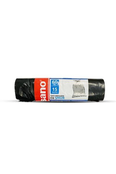 Sano Black drawstring garbage bags, Sano, 60 L, 15 pcs, 60x80 cm
