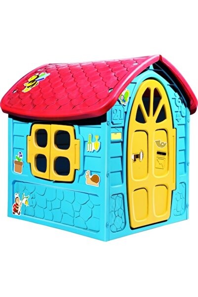 Dohany Căsuță de joacă mare pentru copii Dohany, albastră cu acoperiș roșu, 5...