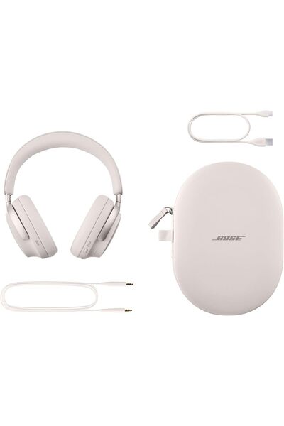 Bose سماعات رأس لاسلكية فائقة الراحة من QuietComfort مع خاصية إلغاء الضوضاء وصوت مكاني، لون أبيض دخاني
