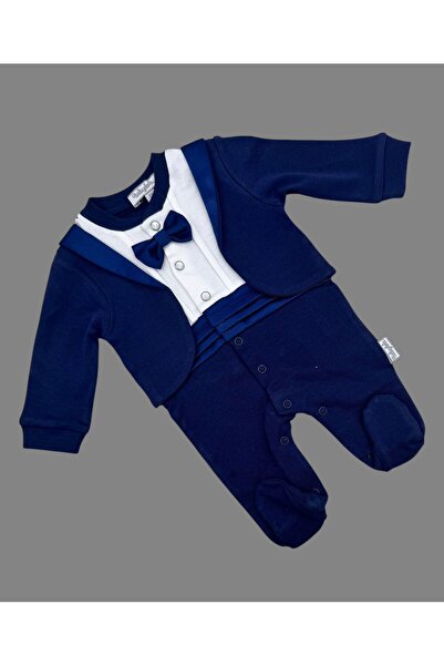 Baby day سالوبيت مواليد أنيق بتصميم بدلة رسمية مع فيونكة